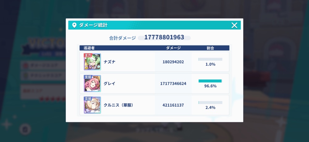 ダメージ統計画面