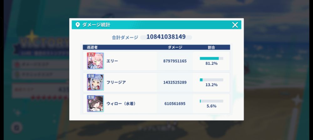 ダメージ統計画面