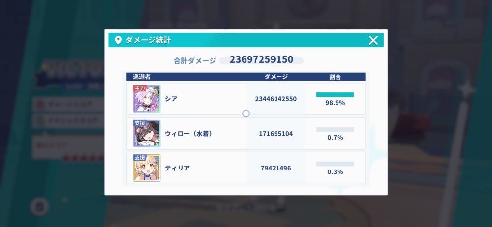 ダメージ統計画面