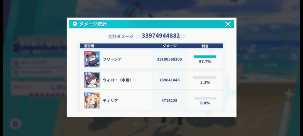 ダメージ統計画面