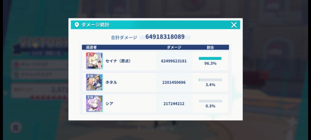 ダメージ統計画面